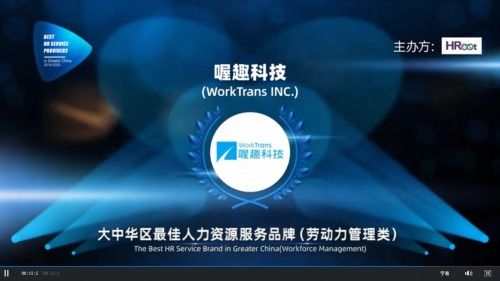 荣誉加冕 喔趣科技再获大中华区最佳人力资源服务品牌大奖